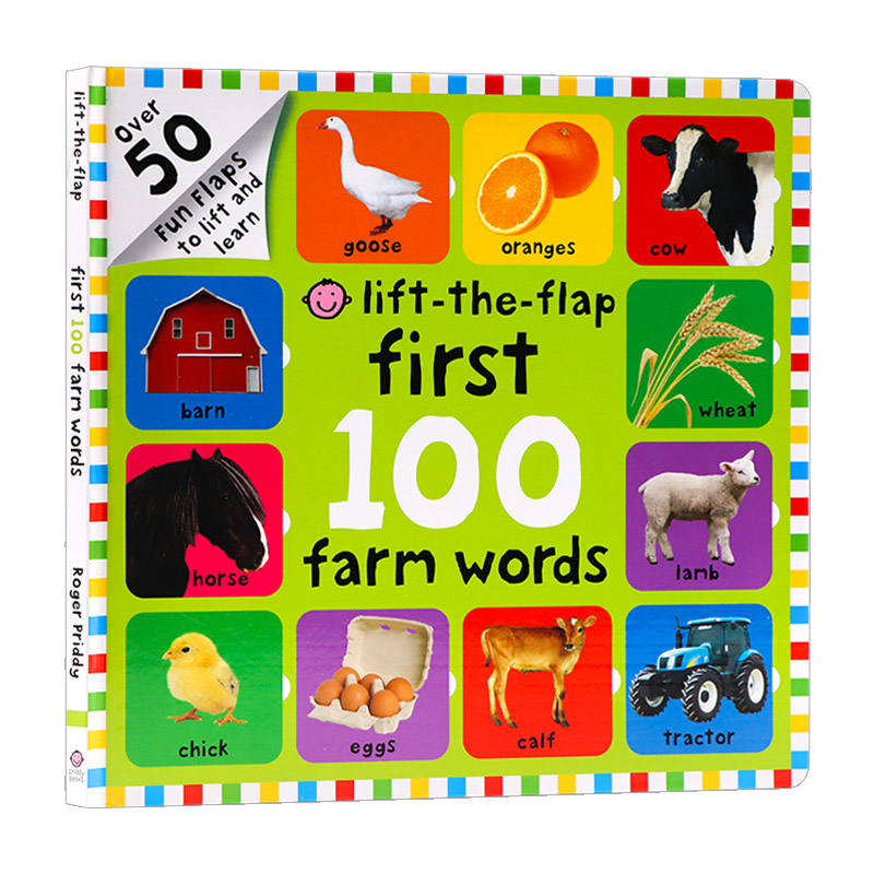 First 100 Farm Words Lift the Flap 宝宝的农场词汇 儿童大开本纸板 英文原版儿童亲子翻翻书 进口英语绘本书籍