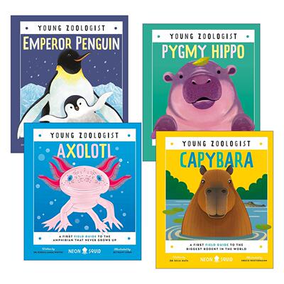 英文原版 Young Zoologist 小动物学家系列4册 侏儒河马/蝾螈/帝王企鹅/水豚卡皮巴拉 儿童科普百科绘本精装 英文版 进口原版书籍