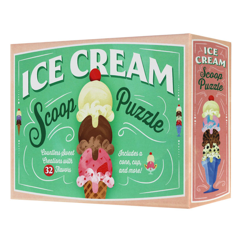 拼图游戏 制作32个口味冰淇淋 Ice Cream Scoop Puzzle 英文原版儿童英语启蒙游戏书 进口书籍