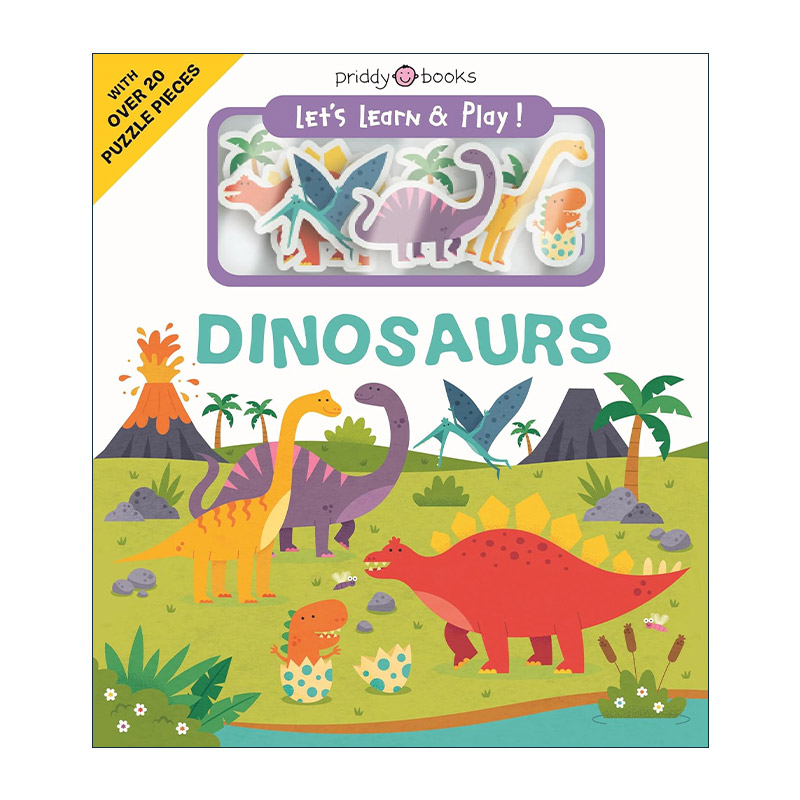 英文原版 Let's Learn & Play Dinosaurs 边学边玩 恐龙 儿童益智游戏场景互动纸板书 英文版 进口英语原版书籍
