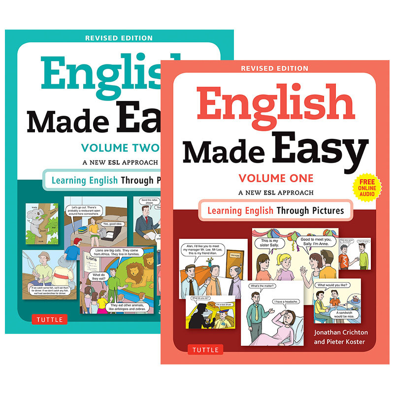 英文原版 English Made Easy Free Online Audio 简易英语 修订版 2册 一种新的以英语为第二语言/外语方法 图片学英语 英文版