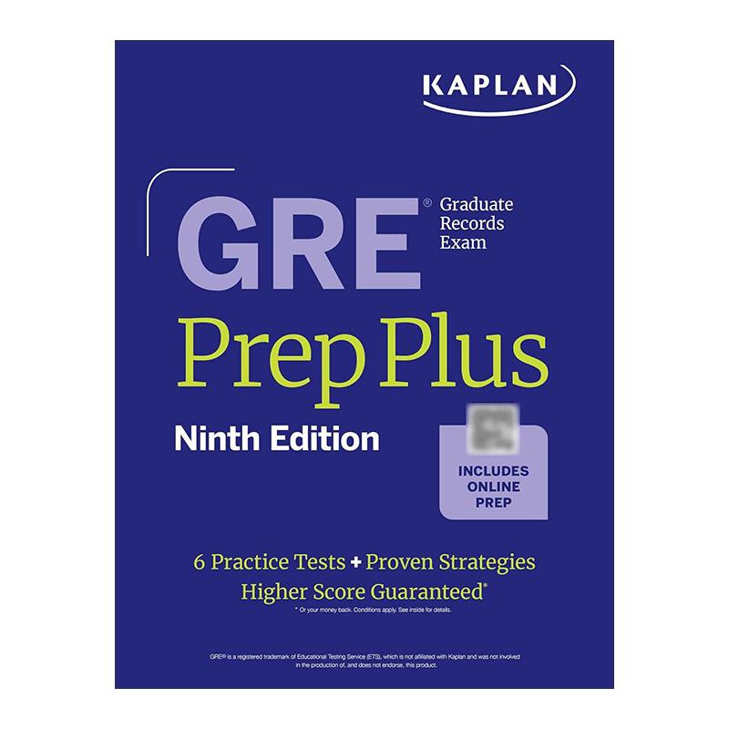 英文原版 GRE Prep Plus 卡普兰GRE备考指南 第9版 6套题+实用技巧+高分策略 英文版 进口英语原版书籍