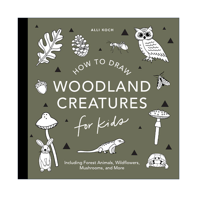 英文原版 Mushrooms and Woodland Creatures How to Draw For Kids Series 蘑菇与森林里的生物 有趣的儿童5分钟绘画美术课程