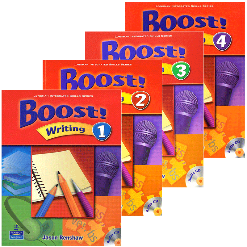 美国培生朗文中学英语教材 写作分级强化训练1-2-3-4级 Boost Writing L1-L4 英文原版青少年写作练习技能培训 学生用书+CD