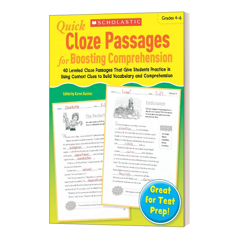 英文原版 Quick Cloze Passages For Boosting Comprehension 促进理解的快速完形填空段落 英文版 进口英语原版书籍