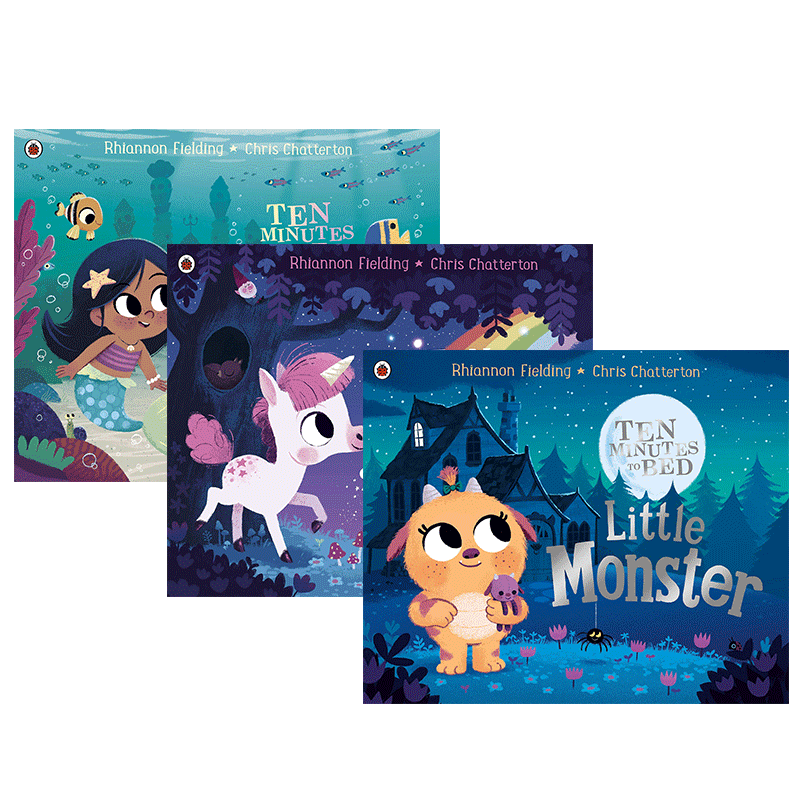 十分钟睡前故事3册 Ten Minutes to Bed 小美人鱼 小独角兽 小怪兽 英文原版儿童英语启蒙读物 进口绘本书籍 Ladybird