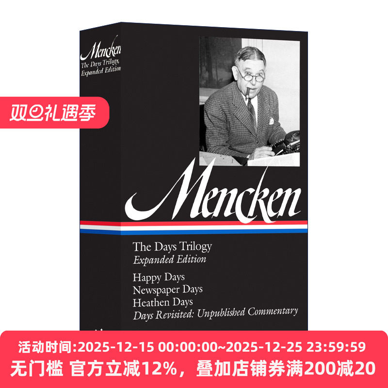英文原版 H L.Mencken the Days Trilogy Expanded Edition 门肯 日子三部曲 扩充版 美国图书馆 精装 英文版 进口英语原版书籍