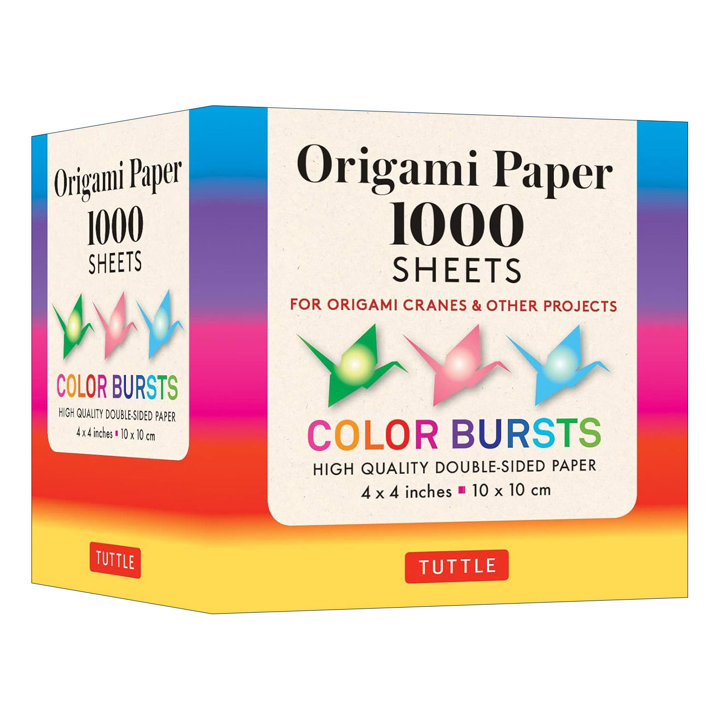 英文原版 Origami Paper Color Bursts 1000 sheets 4" 10 cm 彩色双面折纸1000张 放射状渐变 Tuttle Publishing进口英语原版书籍