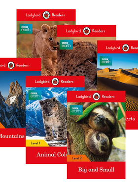 小瓢虫分级阅读系列第1-2级6册  动物+沙漠+动物保护色+山川+饥饿的动物+大与小 BBC Earth Ladybird Readers Level 1 2 英文原版