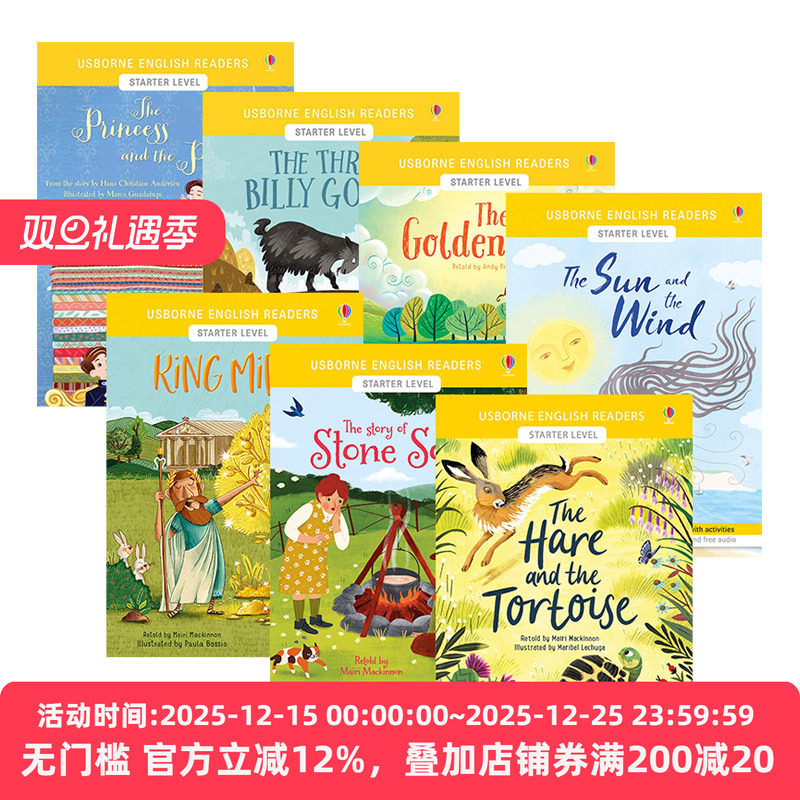 英语小读者分级阅读入门级7册 Usborne English Readers Starter Level The Golden Fish 金鱼 豌豆公主 英文原版儿童童话故事书