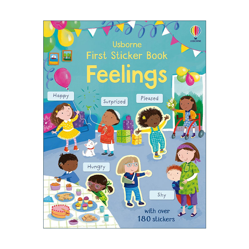 英文原版 Usborne First Sticker Book Feelings 感觉主题贴纸书 180多张贴纸 尤斯伯恩儿童启蒙认知益智游戏 进口英语原版书籍