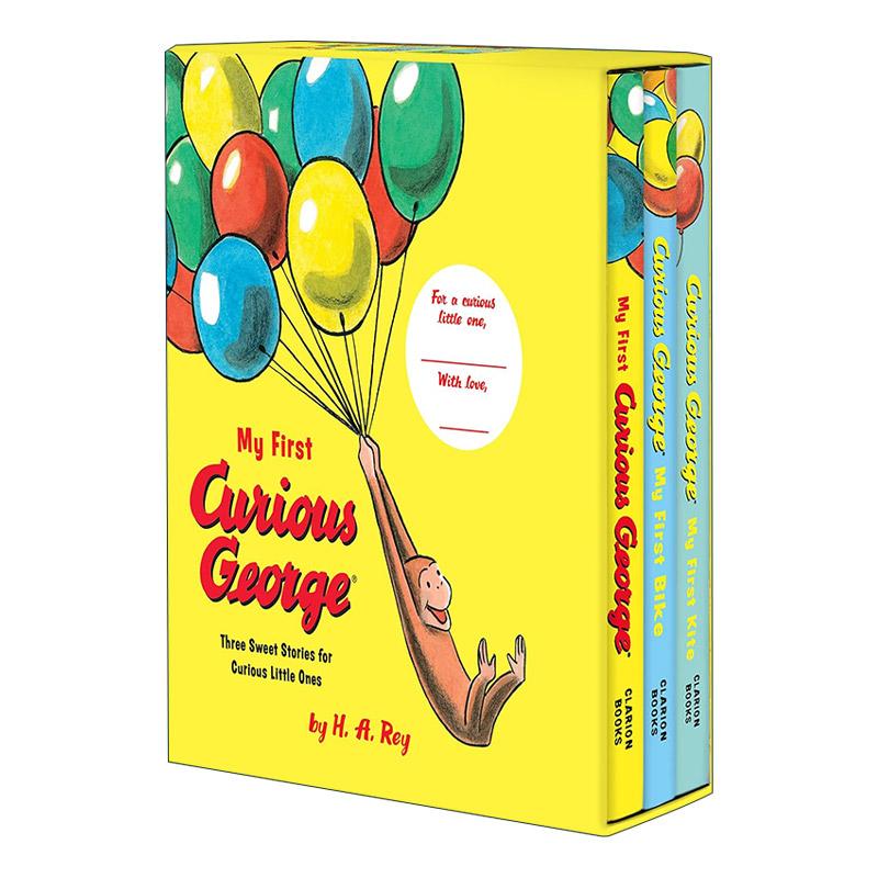 英文原版 My First Curious George 3-Book Box Set 好奇猴乔治3册盒装 精装 含好奇猴乔治 放风筝 骑自行车 英文版