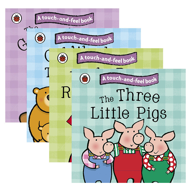 Ladybird Touch and Feel Fairy Tales 童话触摸故事纸板书系列4册 姜饼人 小红帽 三只小猪 英文原版儿童绘本 进口英语书籍