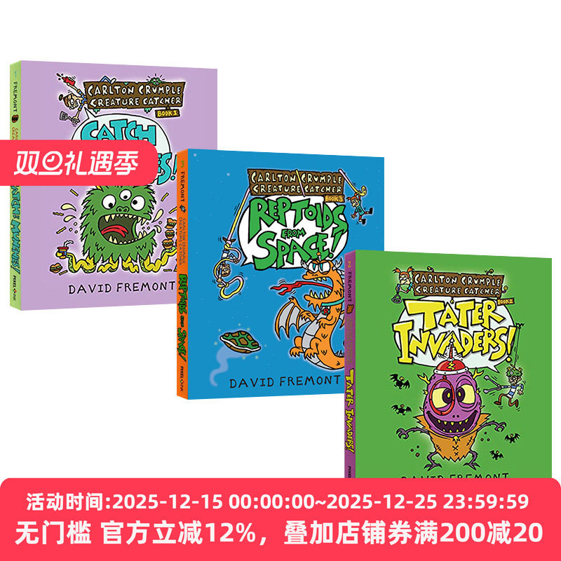 英文原版 Carlton Crumple Creature Catcher 怪物捕手系列3册 爆笑幽默 儿童精装全彩漫画绘本图画书 图像式小说 英文版 进口书籍