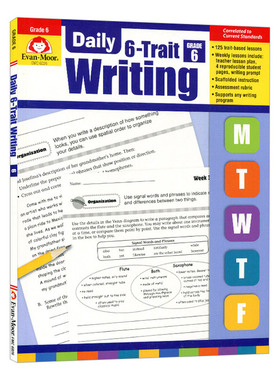 每日练习系列 系统写作 六年级 完整版 Daily 6-Trait Writing Grade 6 TE 英文原版考试用书 进口英语书籍