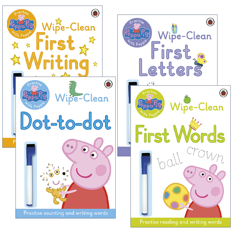 Peppa Pig: Practise with Peppa Wipe-Clean 小猪佩奇可重复擦写书 4册