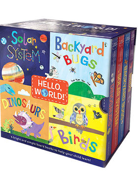 Hello World Boxed Set 你好世界4册 太阳系 昆虫 恐龙 鸟类 英文原版STEM幼儿科普百科绘本 进口英语纸板书籍