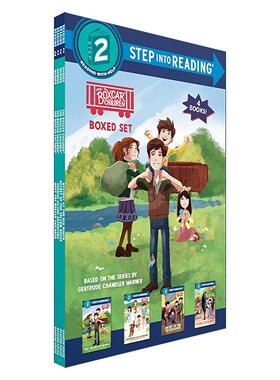 英文原版 Boxcar Children Step into Reading Boxed Set #1 棚车少年分级读物系列 4册盒装套装 英文版 进口英语原版书籍