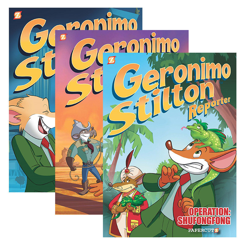 英文原版 Geronimo Stilton Reporter Operation Shufongfong 老鼠记者全彩漫画小说1-3册 中小学课外读物 英文版 进口英语书籍