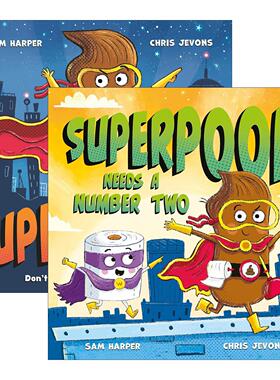 英文原版 Superpoop 大便超人系列2册 儿童幽默搞笑绘本 插画师Chris Jevons 英文版 进口英语原版书籍