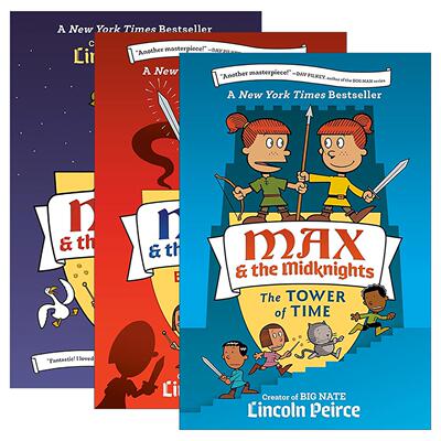 英文原版 Max and the Midknights 麦克斯和米德克尼特人3册 Big Nate大内特系列作者Lincoln Peirce 英文版 进口英语原版书籍
