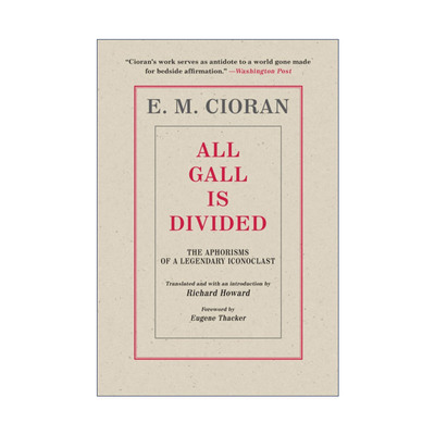 英文原版 All Gall is Divided 苦论 萧沆/齐奥朗短句集 英文版 进口英语原版书籍