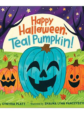英文原版 Happy Halloween Teal Pumpkin 万圣节快乐 蓝绿色南瓜 纸板书 英文版 进口英语原版书籍