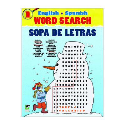 原版 English-Spanish Word Search Sopa de Letras #1 英语 西班牙语双语单词搜索2 词汇积累 儿童益智游戏活动书 进口原版书籍