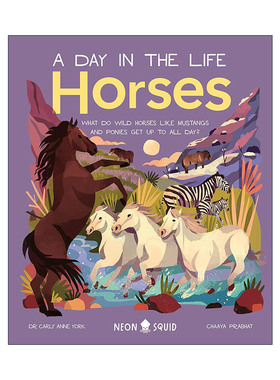 英文原版 A Day in the Life Horses 一天的小生活 马 儿童动物科普百科知识精装绘本 英文版 进口英语原版书籍