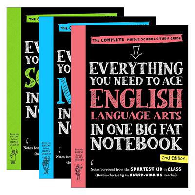 英文原版 Everything You Need to Ace Math English Science 美国少年学霸超级笔记3册 数学英语科学 获得A的方法 英文版 进口书