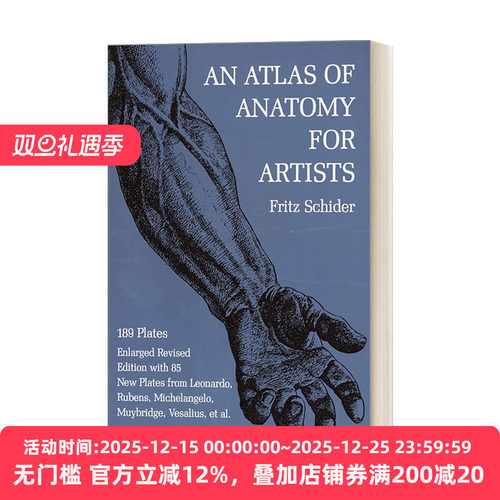 英文原版 An Atlas of Anatomy for Artists 189 Plates 艺术家解剖学图谱189个 扩修版 英文版 进口英语原版书籍