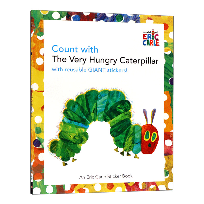 英文原版绘本 Count with the Very Hungry Caterpillar饥饿毛毛虫系列一起数数儿童数学早教启蒙认知图画书趣味贴纸书英文版