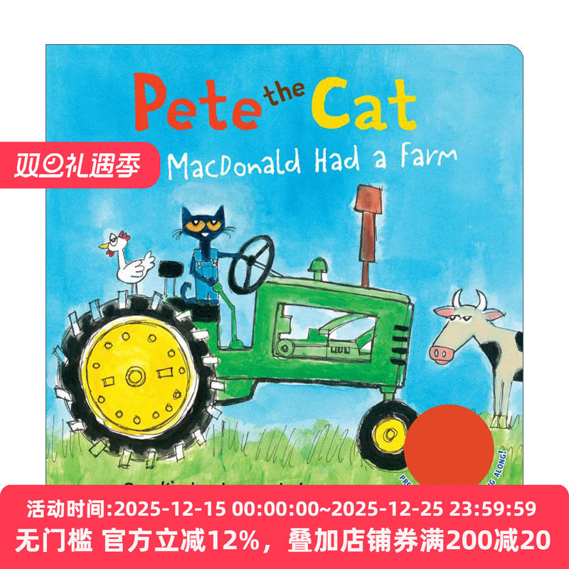 英文原版 Pete the Cat Old MacDonald Had a Farm Sound Book皮特猫 老麦克唐纳有一个农场 童谣发声纸板书 英文版 进口英语书籍