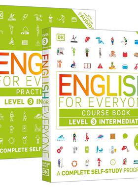 英文原版 English for Everyone Course Book Level 3 Intermediate DK人人学英语3新版 中级教材书+练习册 2册 英文版 进口书籍
