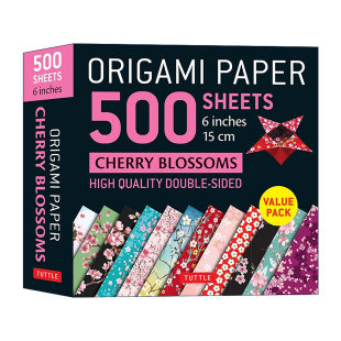 500 书籍 进口英语原版 Origami Paper Cherry sheets 英文版 英文原版 Blossoms 樱花图案双面折纸500张