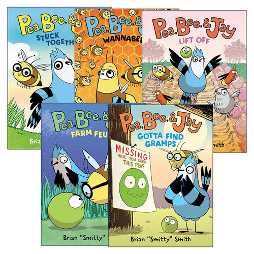 英文原版 Pea  Bee  & Jay 豌豆、蜜蜂和松鸦系列5册 全彩漫画绘本 Stuck Together/Wannabees/Lift Off/Farm Feud 英文版 进口书