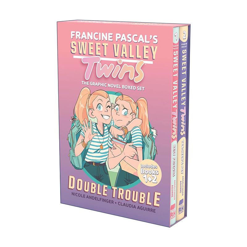 英文原版 Sweet Valley Twins Double Trouble Boxed Set 甜谷双胞胎系列1-2册盒装套装 儿童幽默全彩漫画 Claudia Aguirre 英文版
