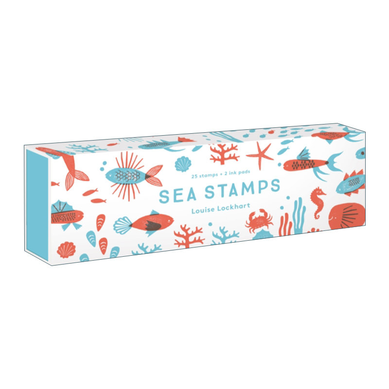 Sea Stamps 海洋艺术印章 含25个印画原木印章+2种油墨颜色   文创礼盒