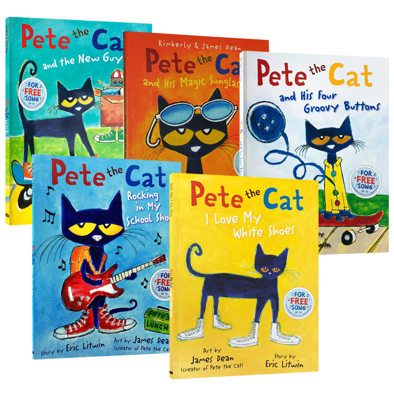 皮特猫系列绘本5册 Pete the Cat I Love My White Shoes 英文原版吴敏兰书单 3-5岁儿童启蒙英语学习图画故事书 英文版 进口原版