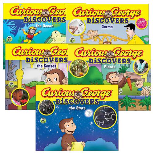 英文原版 Curious George Discovers 好奇猴乔治科普故事系列5册 Science Storybook 海洋 细菌 英文版 进口英语原版书籍