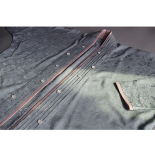 云雾蔷薇 风琴褶领 灰蓝仿花罗宋制飞机袖短衫 可定制