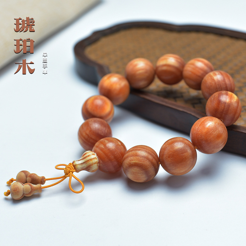 帝王血龙木佛珠手串高油高密全透