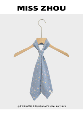 复古法式蓝色长条丝带女夏韩版时尚系脖领带海边度假拍照百搭飘带