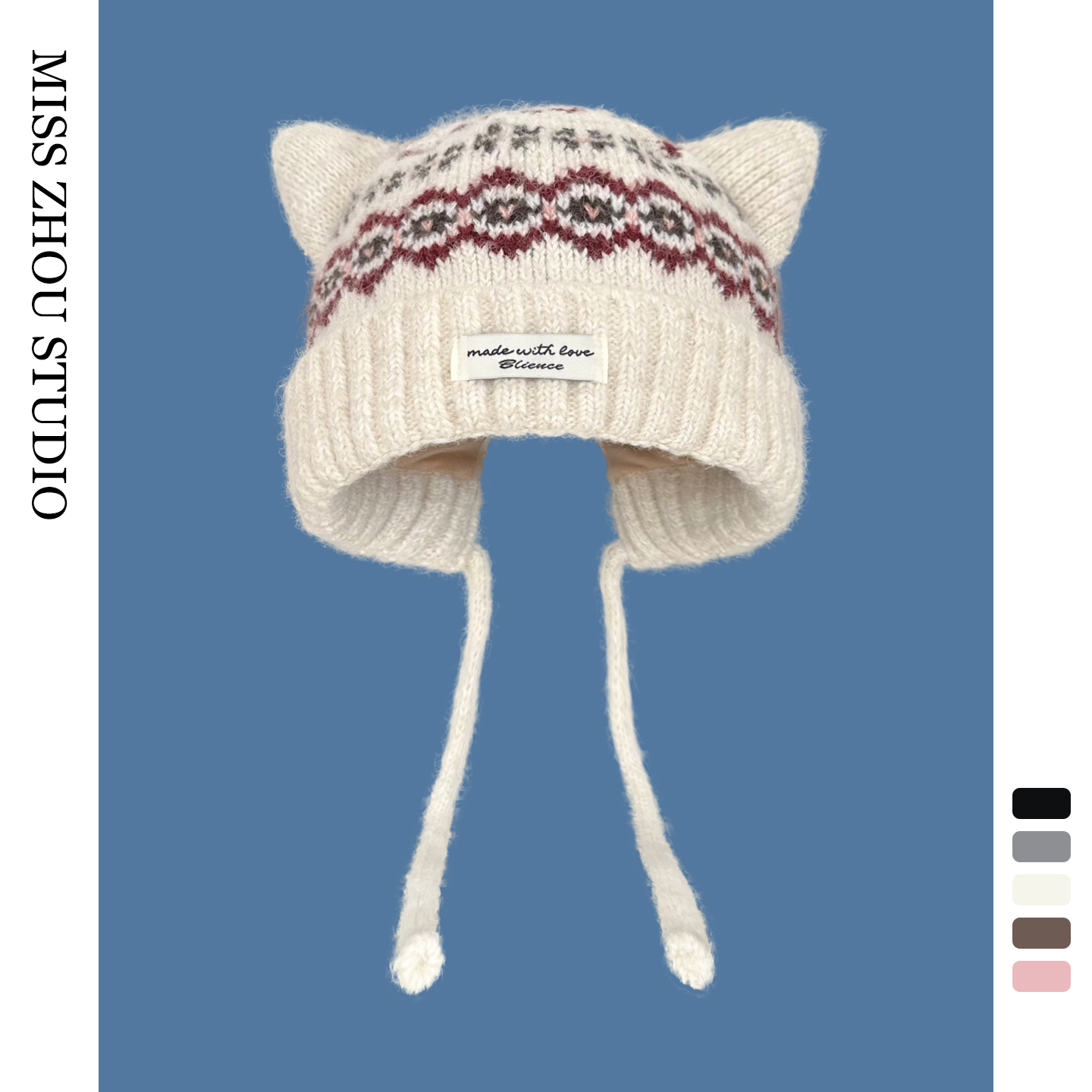 费尔岛风甜美可爱猫耳护耳雷锋帽