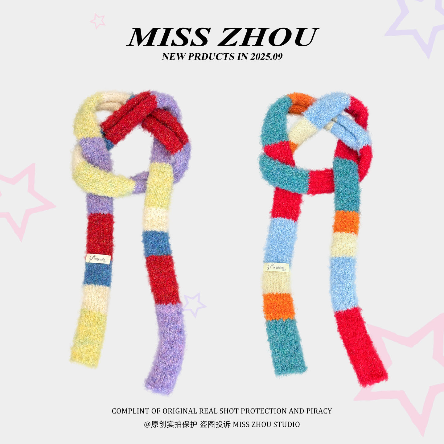 原宿小众设计拍照针织小围巾复古