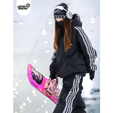 john snow新款滑雪服女套装防水防风加绒保暖蕾丝花边户外滑雪裤