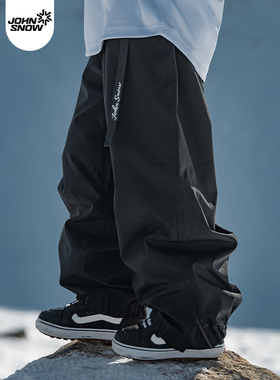 john snow滑雪裤女款男单板双板宽松黑色防水防风滑雪服2025新款