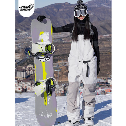 john snow单板双板女款修身滑雪服连体工装背带裤防水防风保暖