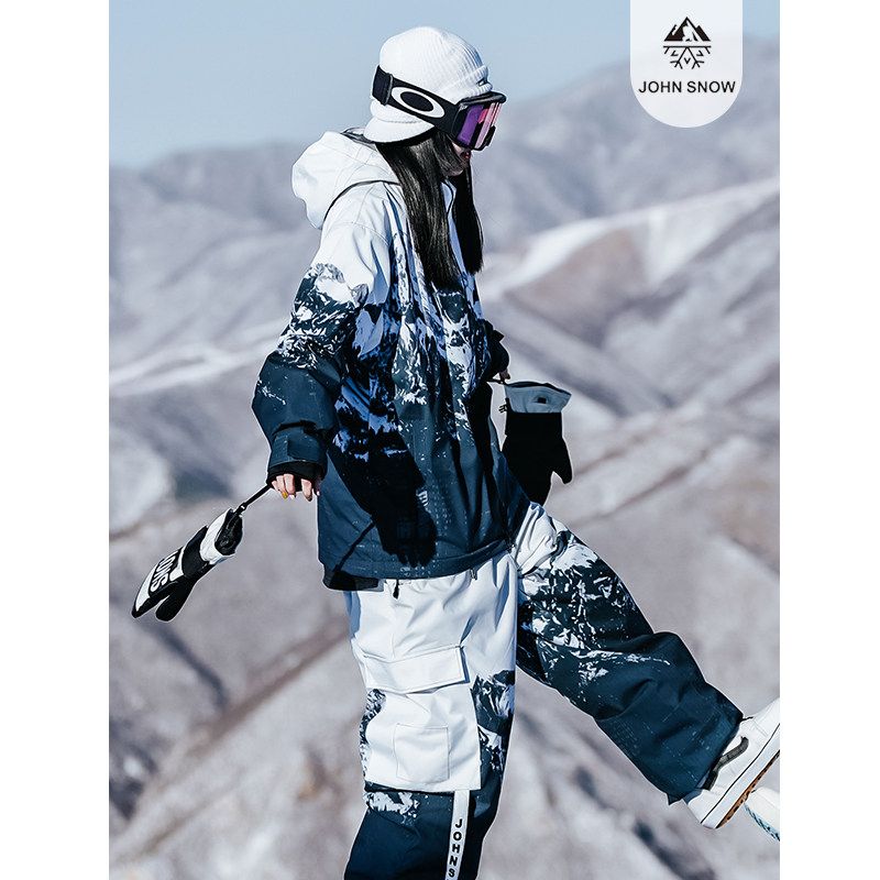 john snow山系印花滑雪服男女款套装单板双板防水防风保暖冲锋衣