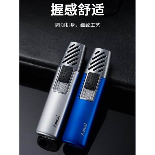 潮流笔式充气防风直冲打火机可视气窗家用点雪茄艾灸条蚊香点火器